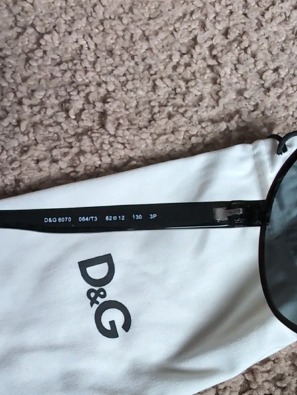 D&G Black Aviator Sunglasses with Dark Lenses